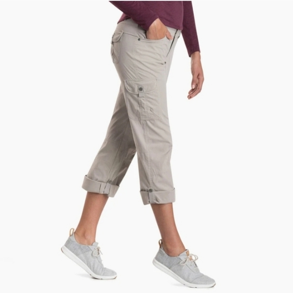 Kuhl Splash Tan Cargo Hiking Pants Roll Up Hem Ankle Women's Size 8 Regular - Picture 2 of 15